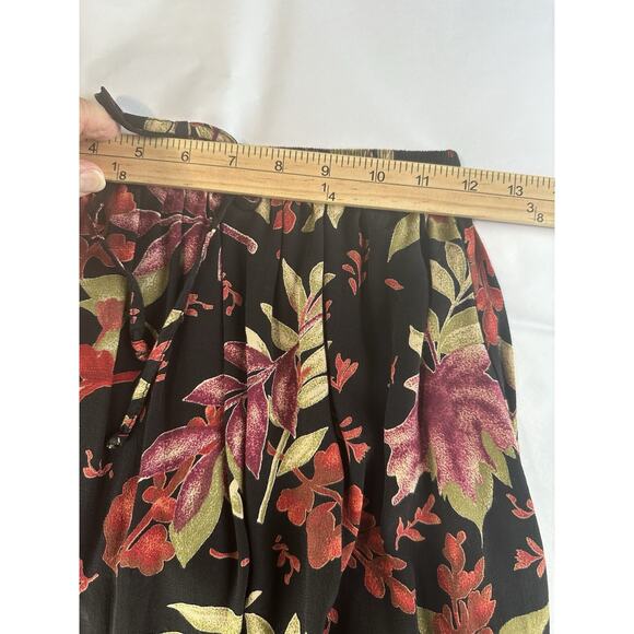 Vtg Teddi Floral Skirt Long Sz M Elastic Waste Fall Colors Lightweight Boho - Picture 6 of 6